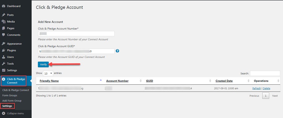 Click & Pledge Account