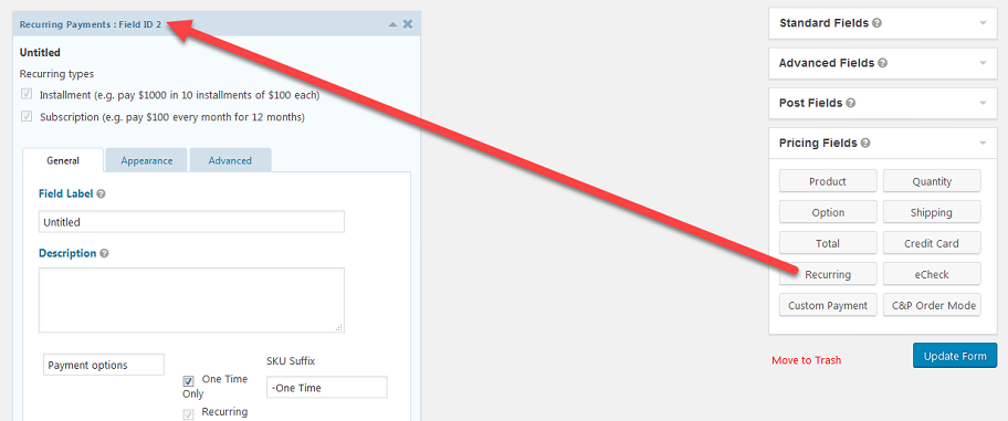 Adding Recurring Button